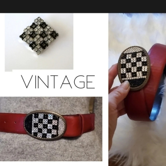 Vintage Red‎ Western style leather Belt S- M - Picture 2 of 11